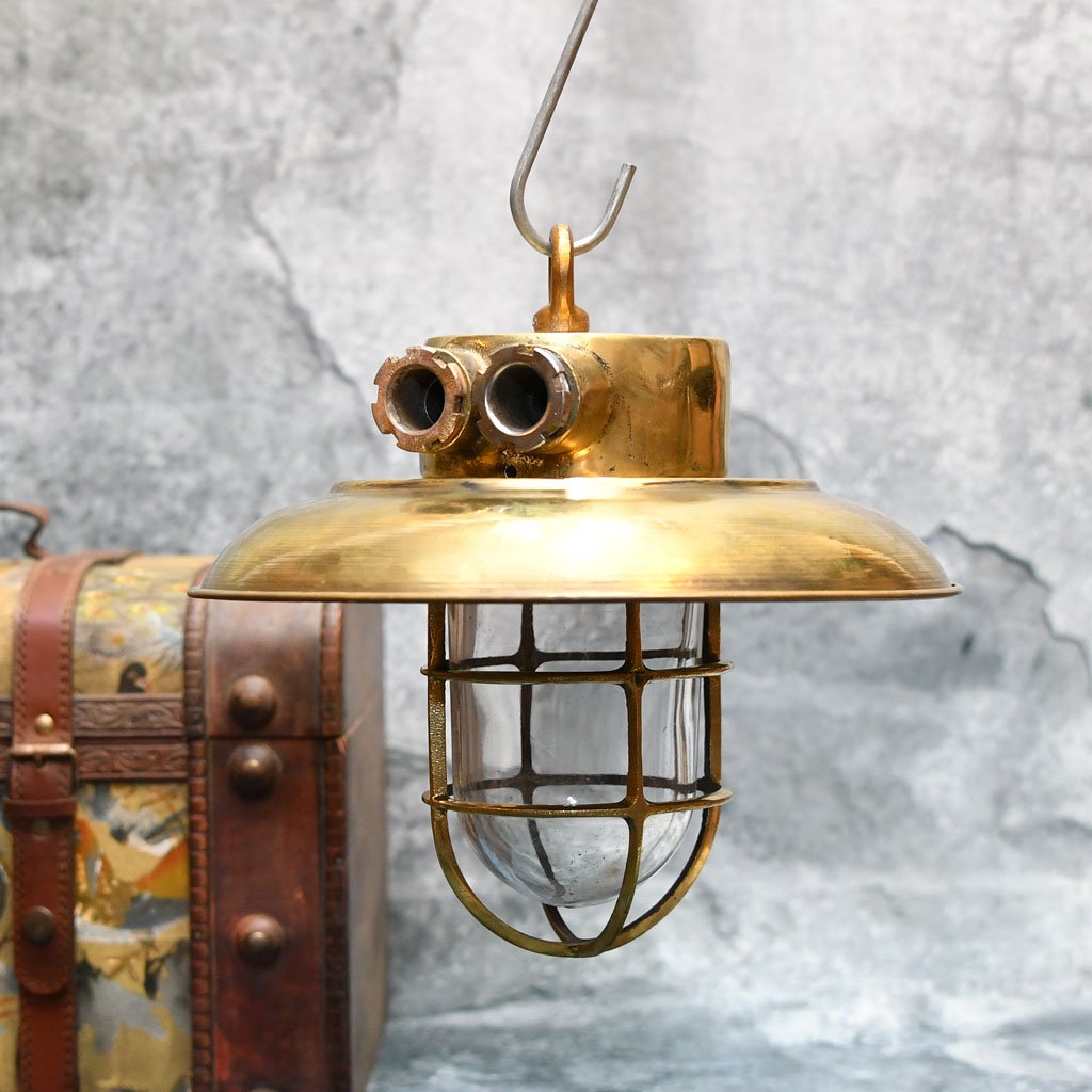 - DSC 5074 Pair of Vintage Brass Cap Nautical Pendant Lights – Cargo Ship Salvage