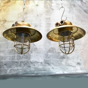 - DSC 5078 Pair of Vintage Brass Cap Nautical Pendant Lights – Cargo Ship Salvage
