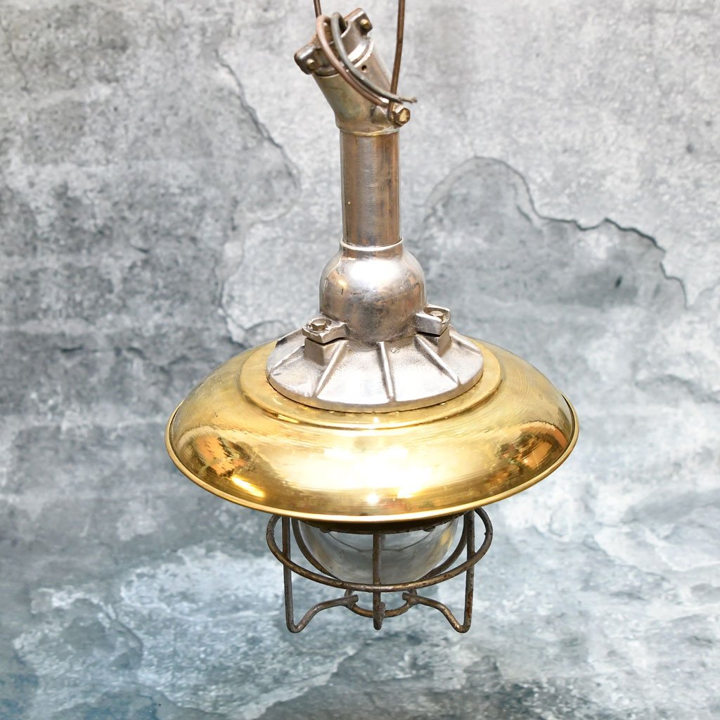 - DSC 5083 Authentic Vintage Brass and Aluminium Nautical Cap Hanging Lamp