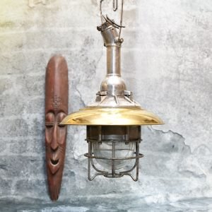 - DSC 5086 Authentic Vintage Brass and Aluminium Nautical Cap Hanging Lamp