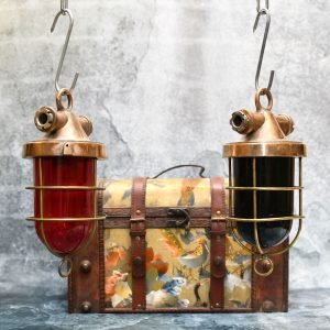 Vintage Red and Green Brass Cap Pendant Lights – Nautical Port Starboard Pair