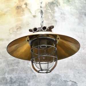 Vintage Brass Cap Iron Pendant Light – Nautical Cargo Ceiling Lamp