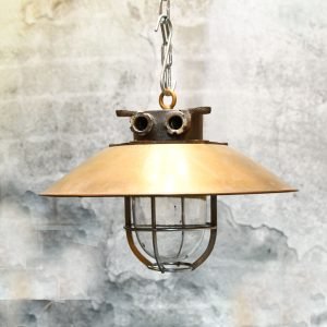 Vintage Brass Cap Iron Pendant Light – Nautical Cargo Ceiling Lamp