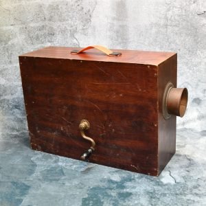 Vintage Nautical Pump Fog Horn in Wooden Box – Early 20th Century Brass