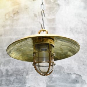Authentic Vintage Brass Nautical Cap Hanging Ceiling Light