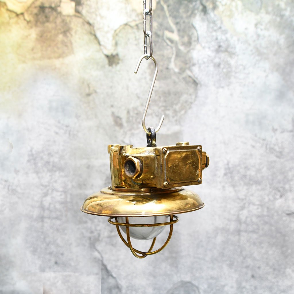 - DSC 5127 Authentic Vintage Pair Brass Nautical Passageway Pendant Lights