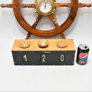 Vintage Nautical Brass and Wooden Ship Number Box