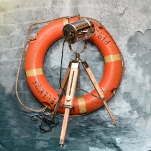 Authentic Vintage-Style Nautical Tripod Spotlight Lamp
