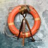 Vintage Brass Nautical Tripod Spotlight – Reproduction Floor Lamp
