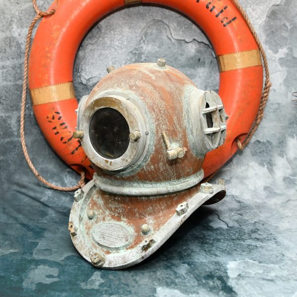Antique Reproduction US Navy Mark V Diving Helmet – Vintage Scuba Decor, A.J. Morse Style
