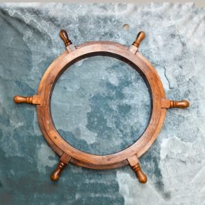Vintage Brass and Wood Ship Wheel – Nautical Wall Decor
