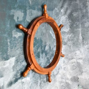 Vintage Brass and Wood Ship Wheel – Nautical Wall Decor