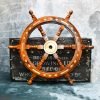 Large Nautical Wooden Ship Wheel with Brass Hub 60cm