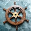Deluxe Nautical Brass and Wood Ship Wheel Wall Decor 31cm
