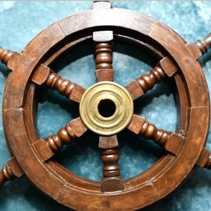 Deluxe Nautical Brass and Wood Ship Wheel Wall Decor 31cm