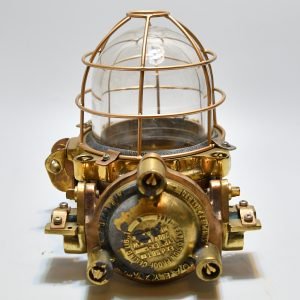 Authentic Vintage Brass Nautical Bulkhead Wall Light Clear Glass