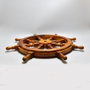 Vintage Wooden Ship Wheel Decor – Nautical Outdoor Helm