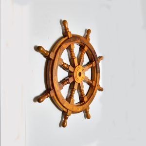 Vintage Wooden Ship Wheel Decor – Nautical Outdoor Helm