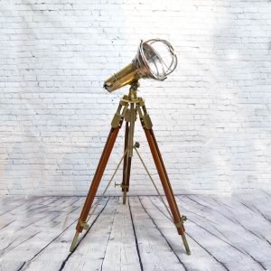 Authentic Vintage Brass Nautical Tripod Spotlight