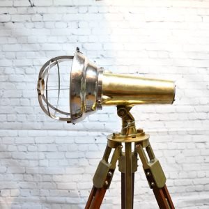 Authentic Vintage Brass Nautical Tripod Spotlight