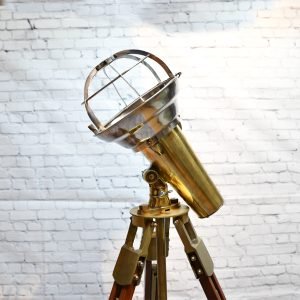 Authentic Vintage Brass Nautical Tripod Spotlight
