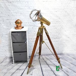 Authentic Vintage Brass Nautical Tripod Spotlight