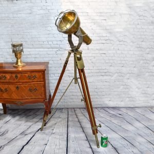 - DSC 7303 Vintage Brass Tripod Standing Spotlight – Nautical Floor Lamp