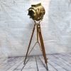 Authentic Vintage Brass Nautical Searchlight with Wooden Handle