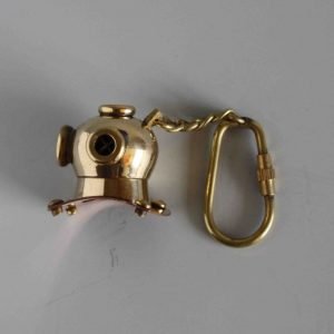Vintage Brass Diving Helmet Keyring Nautical Gift