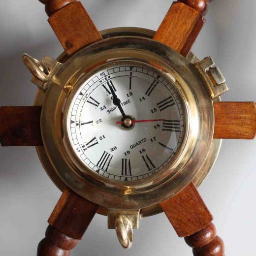 - IMG 4766 Nautical Ship Wheel Clock – Vintage Wooden Wall Decor