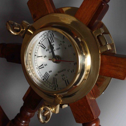 - IMG 4767 Nautical Ship Wheel Clock – Vintage Wooden Wall Decor