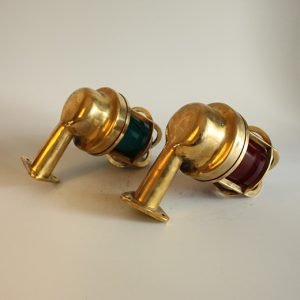 Pair Vintage Nautical Navigation Lights – Red Green Brass