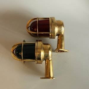 Pair Vintage Nautical Navigation Lights – Red Green Brass