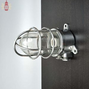 Vintage Aluminium Bulkhead Wall Light with Clear Glass
