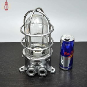 Vintage Aluminium Bulkhead Wall Light with Clear Glass