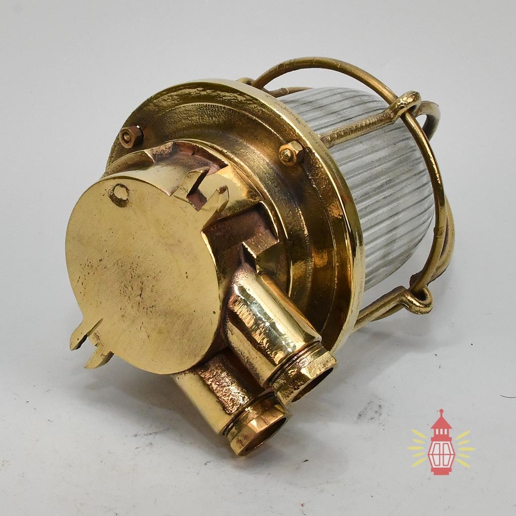 - SL 150 1 Pair of Vintage Brass Bulkhead Lights – Nautical Cage Sconces