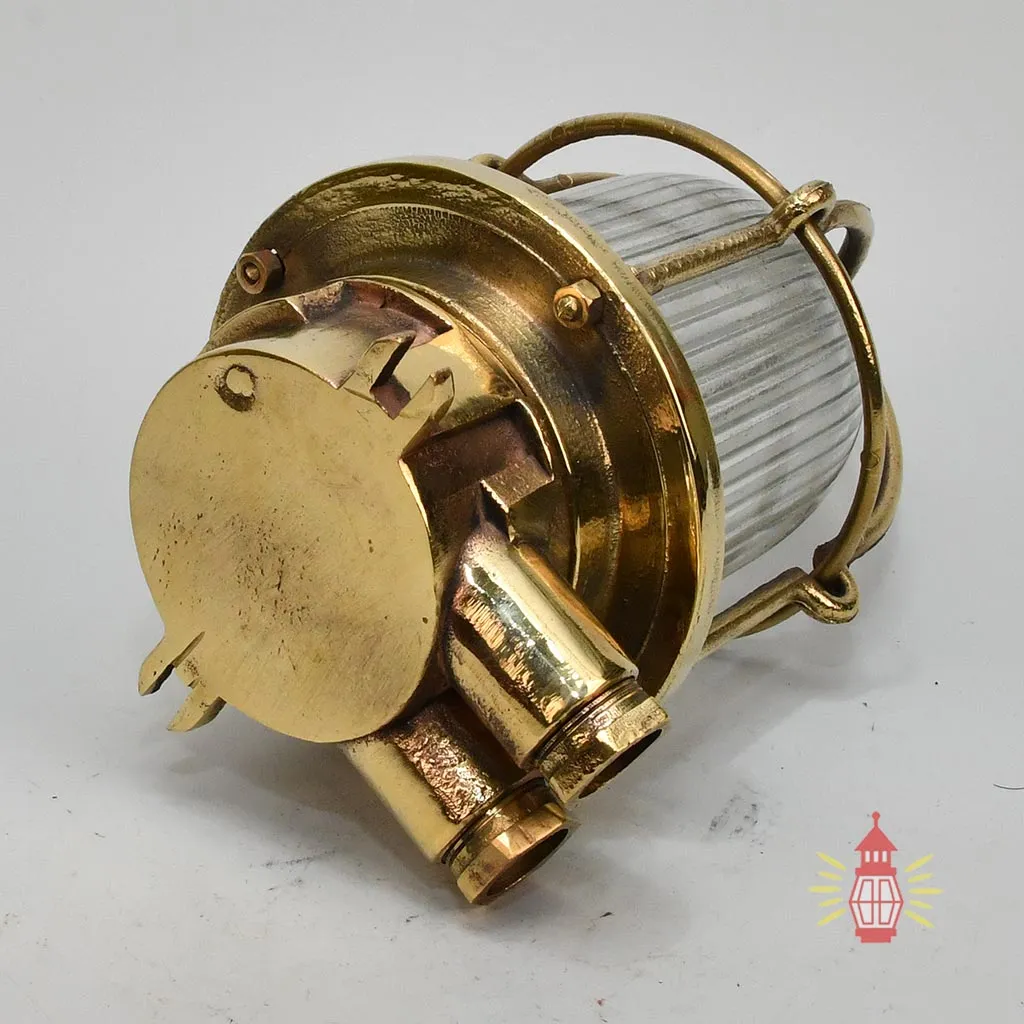 - SL 150 1 Pair of Vintage Brass Bulkhead Lights – Nautical Cage Sconces