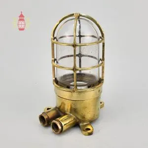 - SL 167 1 Authentic Vintage Brass Nautical Passage Wall Light with Cage