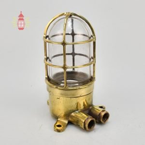Authentic Vintage Brass Nautical Passage Wall Light with Cage
