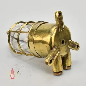 - SL 167 4 Authentic Vintage Brass Nautical Passage Wall Light with Cage