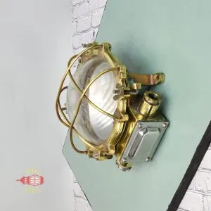 - SL 46 4 Vintage Brass Cage Bulkhead Wall Light Nautical