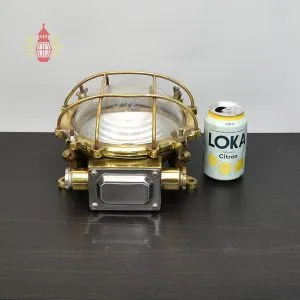 - SL 46 6 Vintage Brass Cage Bulkhead Wall Light Nautical