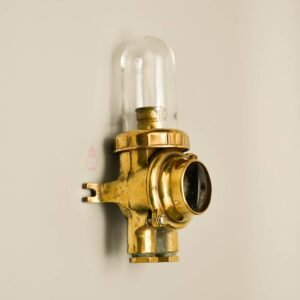 Vintage Brass Ship Engine Room Switch with lamp - Clear Glass