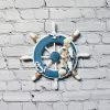 Handcrafted Small Wooden Nautical Ship Wheel Wall Decor with Rope and Shells