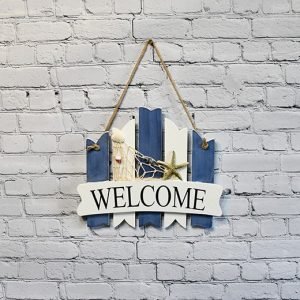 Nautical Welcome Wall Sign – Wooden Coastal Hanging Decor
