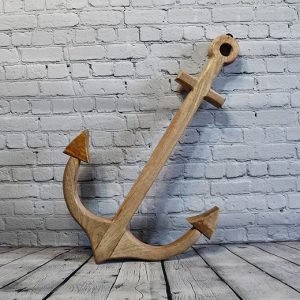 Nautical Ship Wheel Wall Decor – Coastal Wooden Hanging