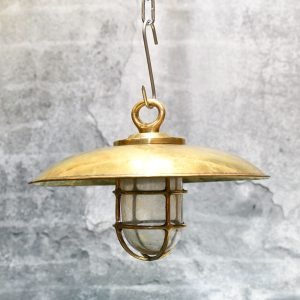 Authentic Vintage Brass Nautical Cap Hanging Ceiling Light