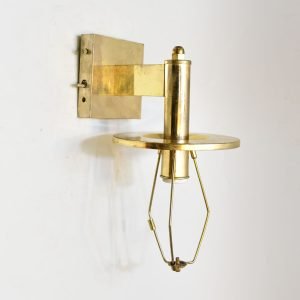 Authentic Vintage Brass Nautical Industrial Wall Sconce with Cap Shade