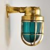 Vintage Brass Nautical Wall Light – Green Glass Cage
