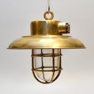 Authentic Vintage Brass Nautical Cap Hanging Ceiling Light